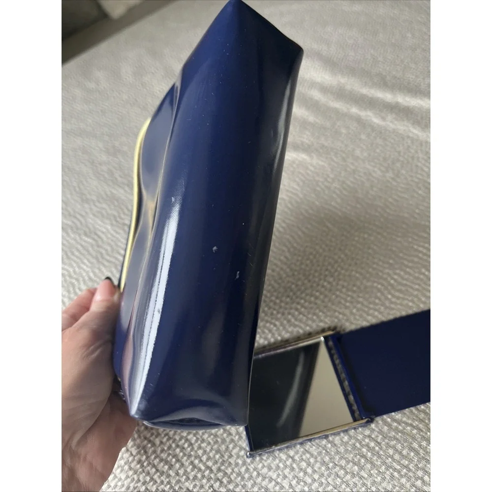 Vintage Estée Lauder Classic Navy Blue Gold Travel Bag Makeup Bag Compact Mirror